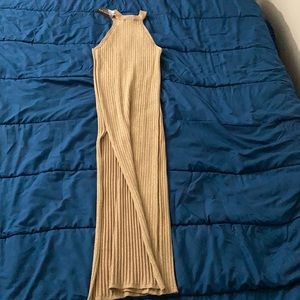 Fashion Nova Dress Gold Glitter With Split